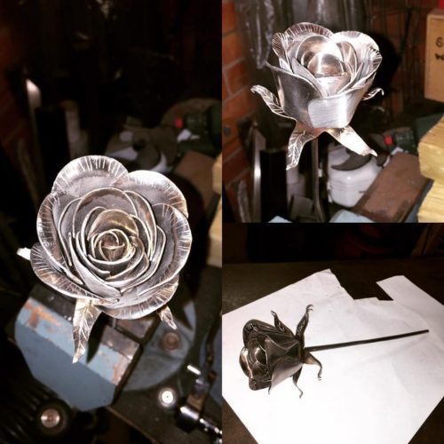 Stainless steel metal rose metal art